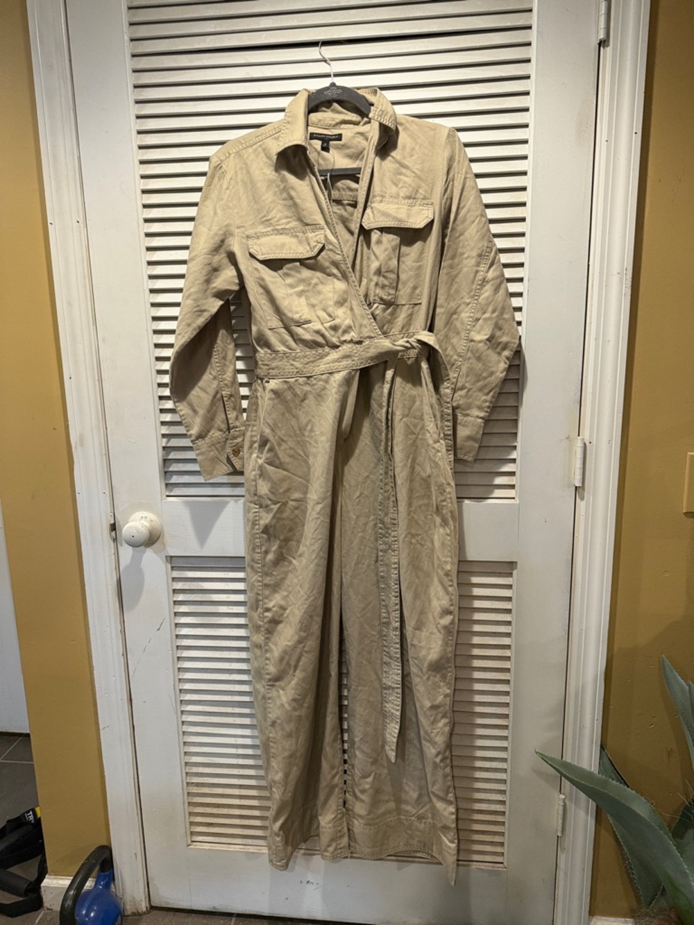 NWT - BANANA REPUBLIC Utility Tie-Waist Jumpsuit in Beige